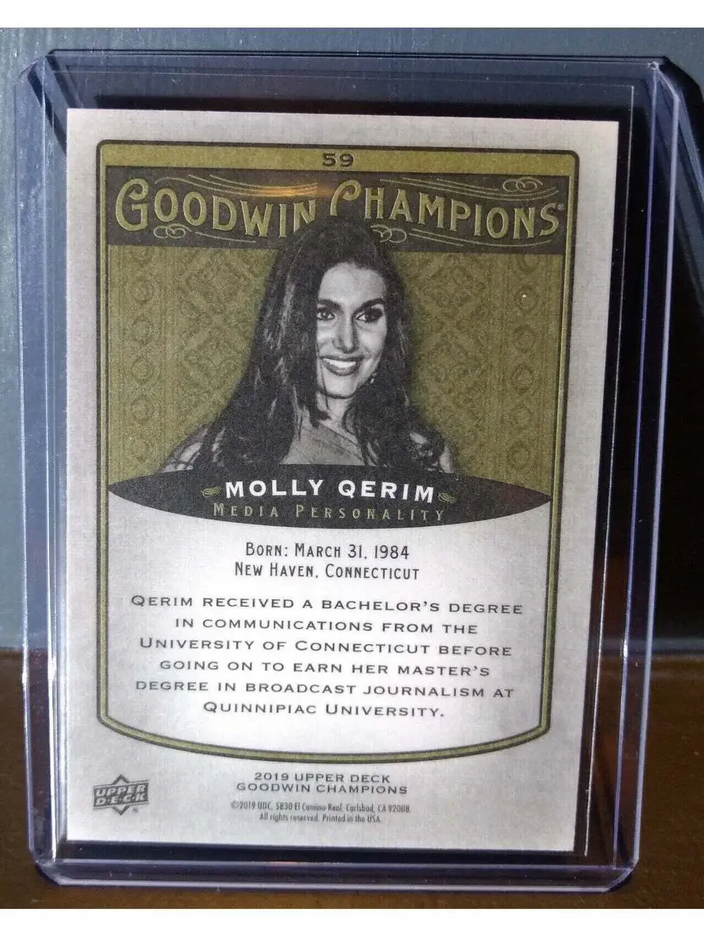 2019 Upper Deck Goodwin Champions Holly Qerim #59 Media Personality Card